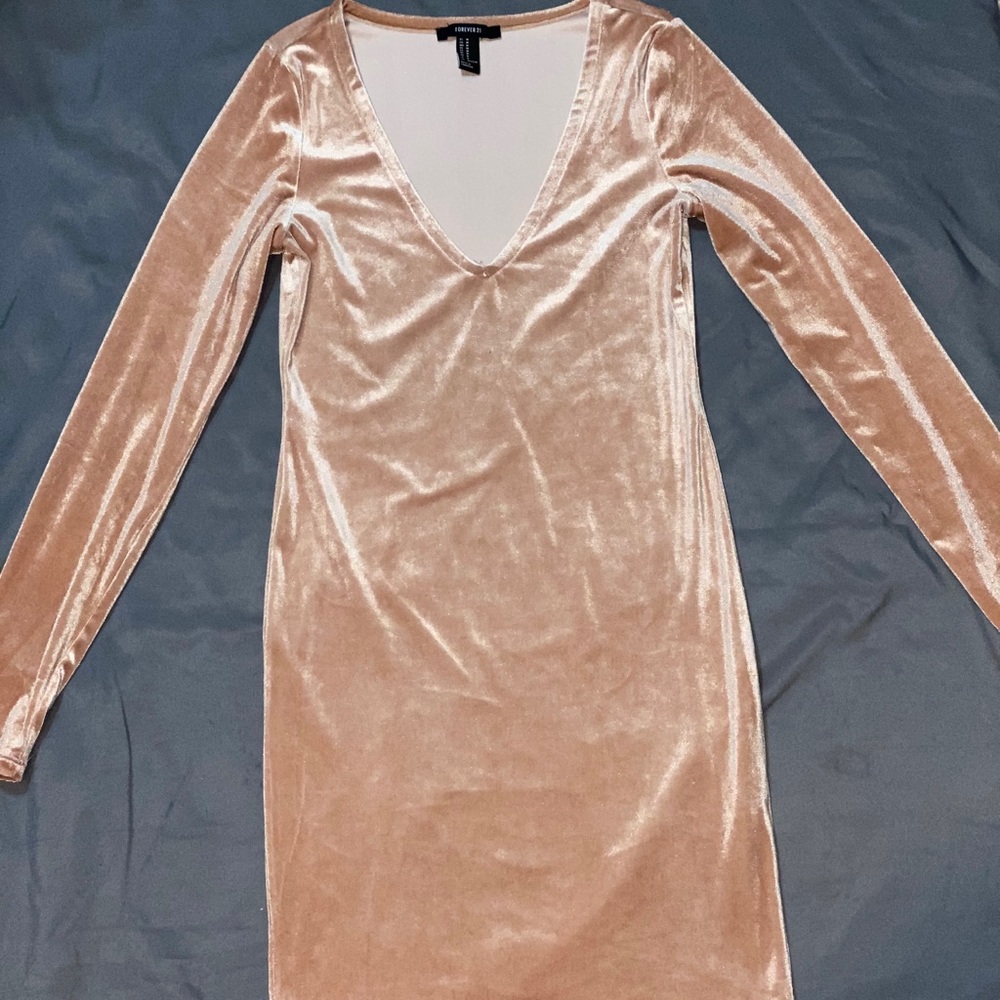 Tan Velvet Dress